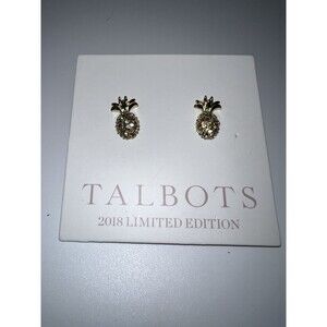 Talbots Earrings 2018 Limited Edition Gold Tone Pineapple New